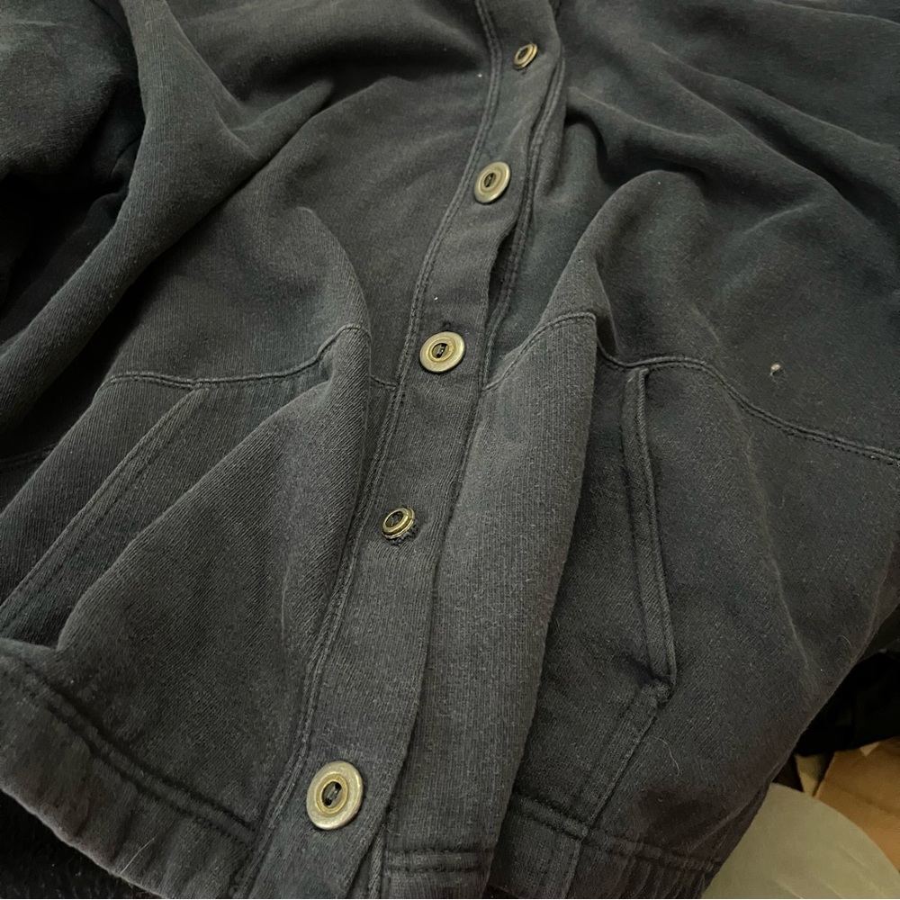 Vintage 90s Y2K China Wear Button Front Cardigan Heavyweight Boxy Fit Navy XL - Picture 5 of 5